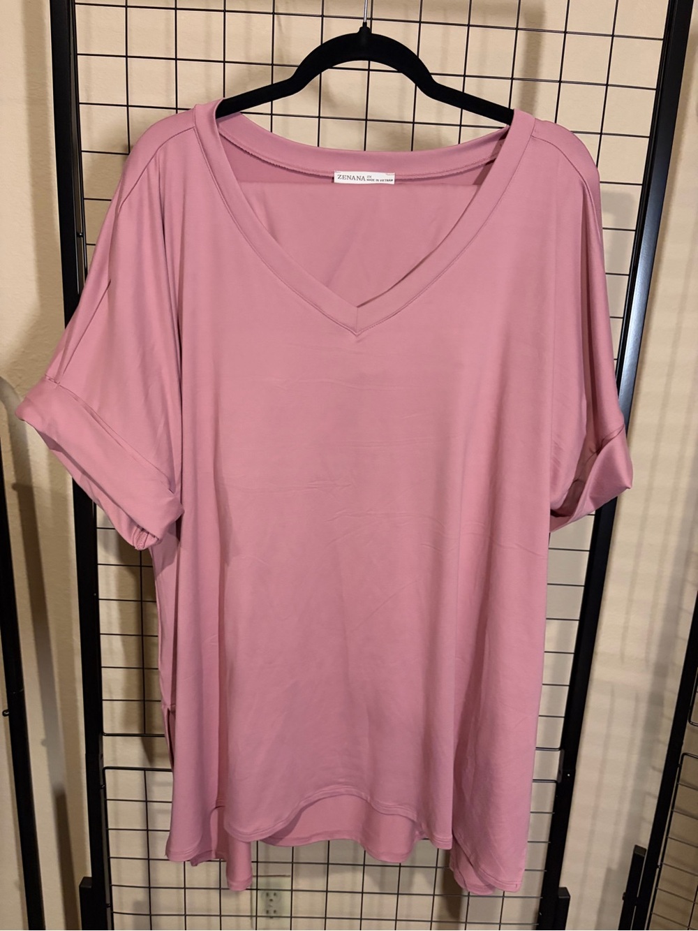 Plus-Size Rose Pink V-Neck Top